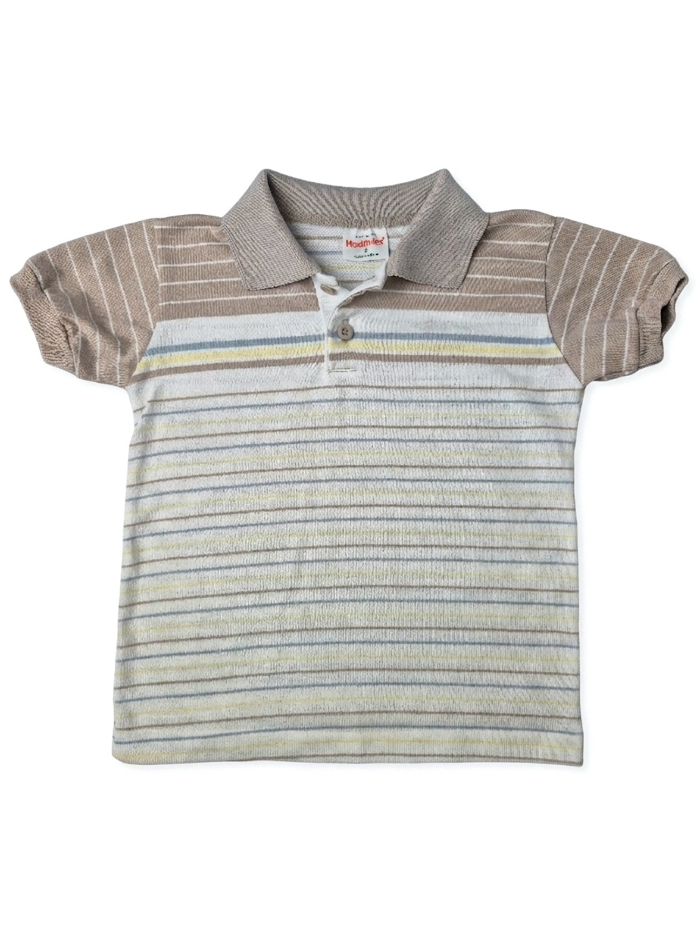 VTG Health-Tex Striped Polo Shirt 6 Made in USA 80s Earth Tones Neutral Preppy